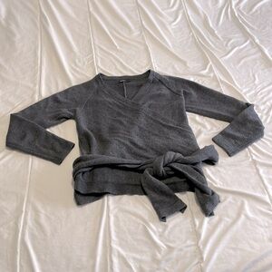 Kate Spade Saturday Gray Cotton and Wool Ballerina Wrap Sweater Size XS